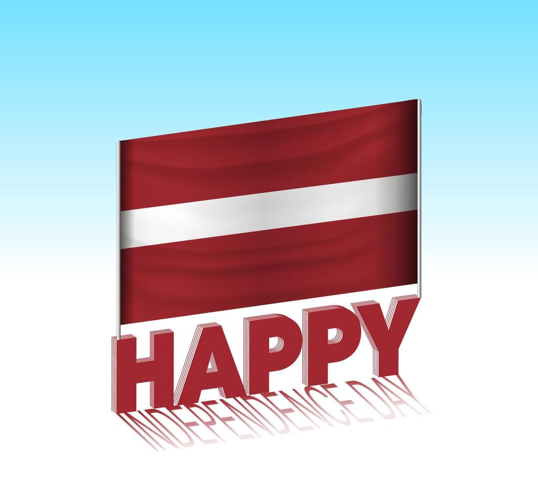 Lettonia indipendenza giorno. semplice Lettonia bandiera e tabellone nel il cielo. 3d lettering modello. pronto speciale giorno design Messaggio. vettore