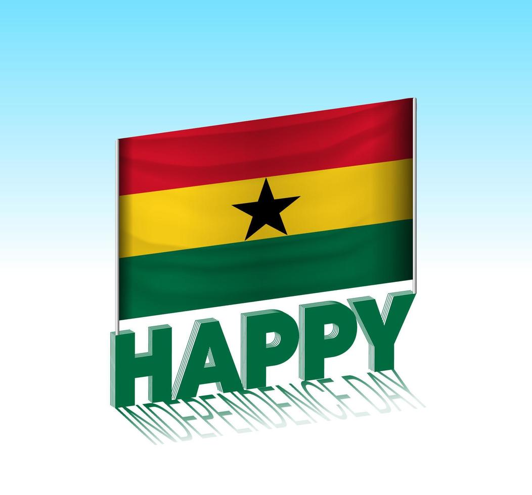 Ghana indipendenza giorno. semplice Ghana bandiera e tabellone nel il cielo. 3d lettering modello. pronto speciale giorno design Messaggio. vettore