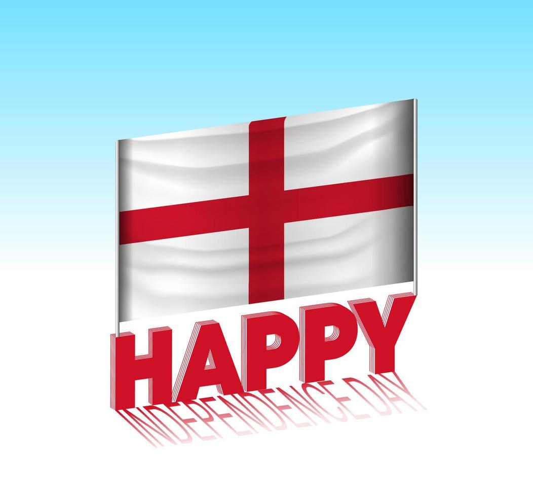 Inghilterra indipendenza giorno. semplice Inghilterra bandiera e tabellone nel il cielo. 3d lettering modello. pronto speciale giorno design Messaggio. vettore