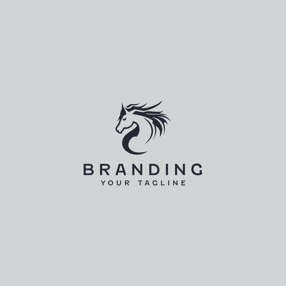 lineare cavallo testa logo design modello vettore