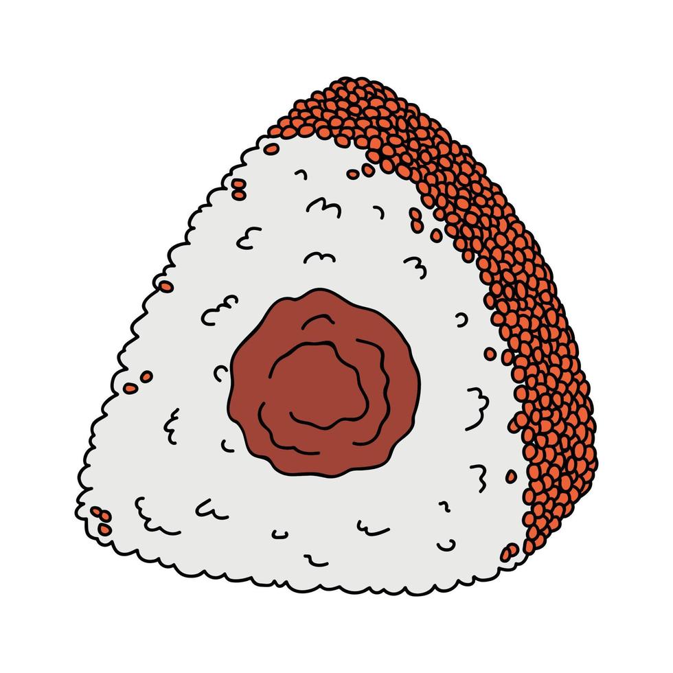 mano disegnato onigiri clipart. giapponese veloce cibo fatto di Riso. riso palla nel nemmeno io alga marina vettore