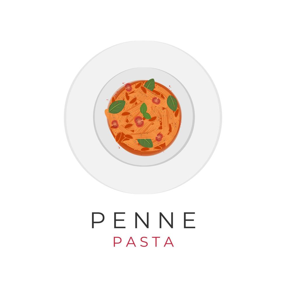 delizioso penne pasta illustrazione logo su un' bianca piatto vettore