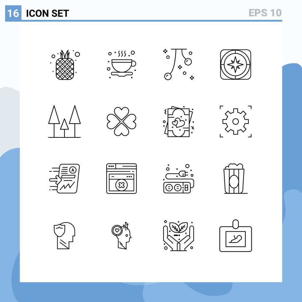 impostato di 16 moderno ui icone simboli segni per viaggio direzione ciliegie bussola Festival modificabile vettore design elementi