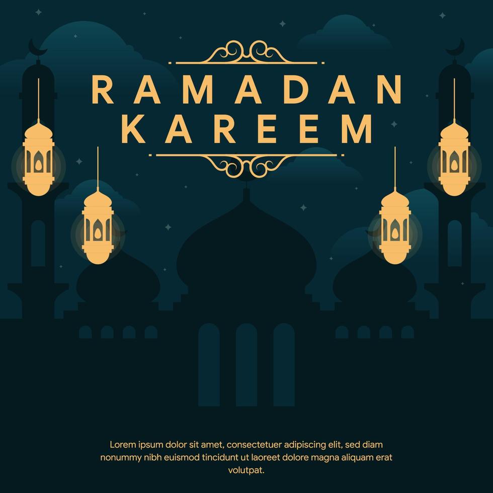 Ramadan bandiera illustrazione nel piatto design vettore