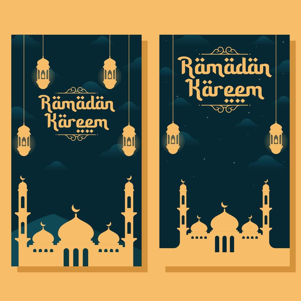 Ramadan verticale bandiera illustrazione nel piatto design vettore
