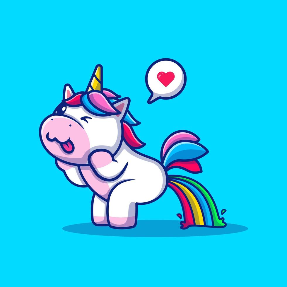 carino unicorno cacca arcobaleno cartone animato vettore icona illustrazione. animale icona dell'amore concetto isolato premio vettore. piatto cartone animato stile