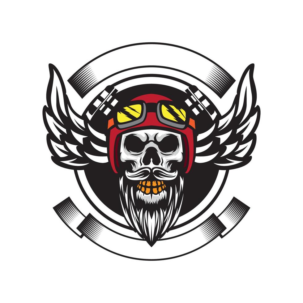 cranio casco motocicletta emblema Vintage ▾ vettore