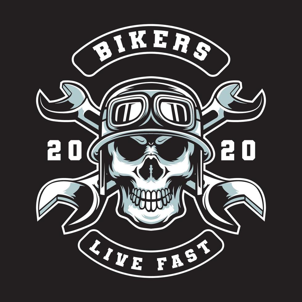 bikers cranio emblema logo vettore