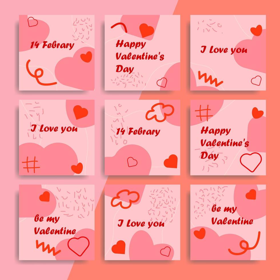 San Valentino giorno sociale media inviare nel rosa toni. il concetto di saluti su il sociale Rete. vettore