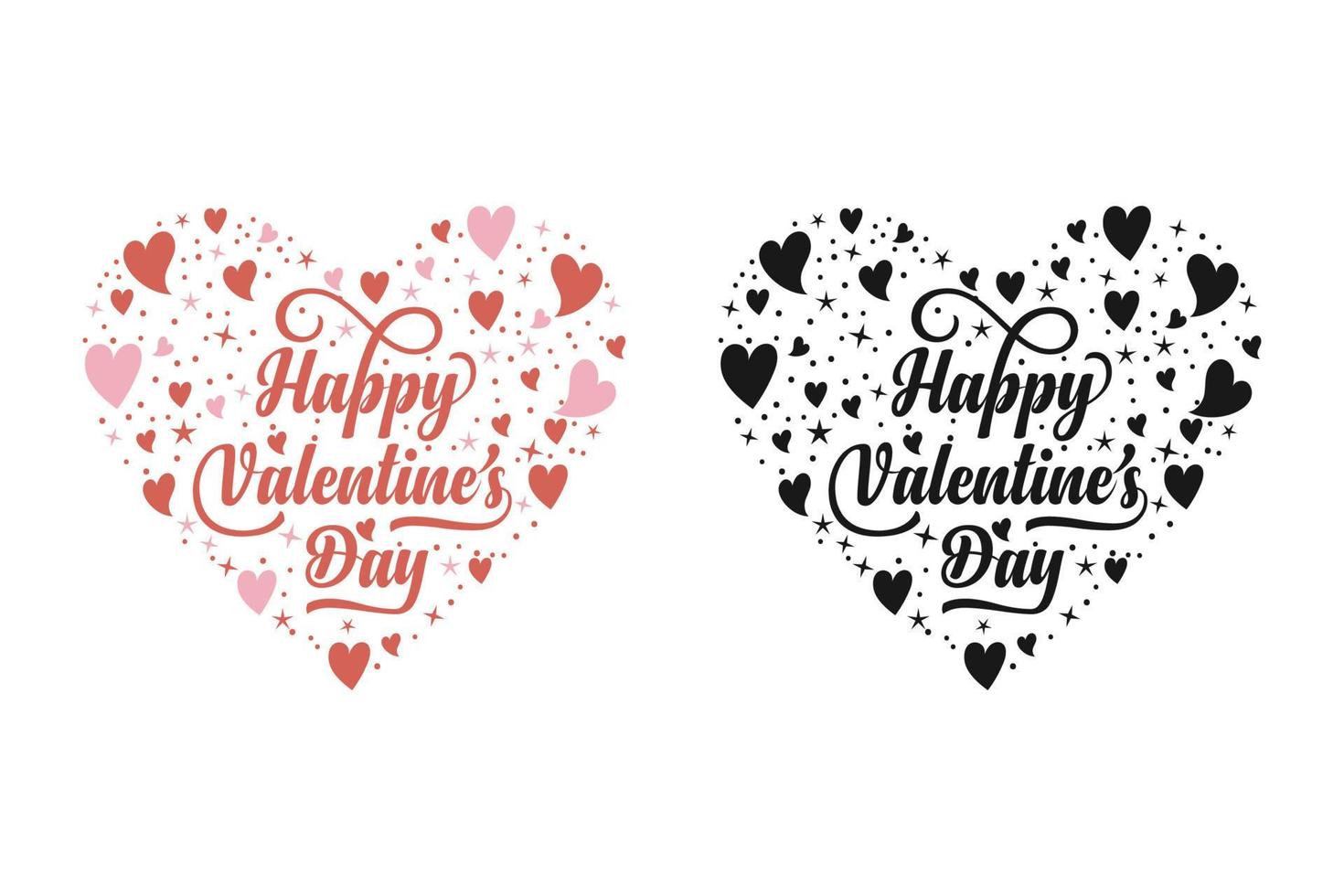 contento San Valentino giorno testo scritta. calligrafico design per Stampa carte, striscioni, manifesti, t camicie, e mugs.lettering per San Valentino giorno con cuori forma vettore illustrazione