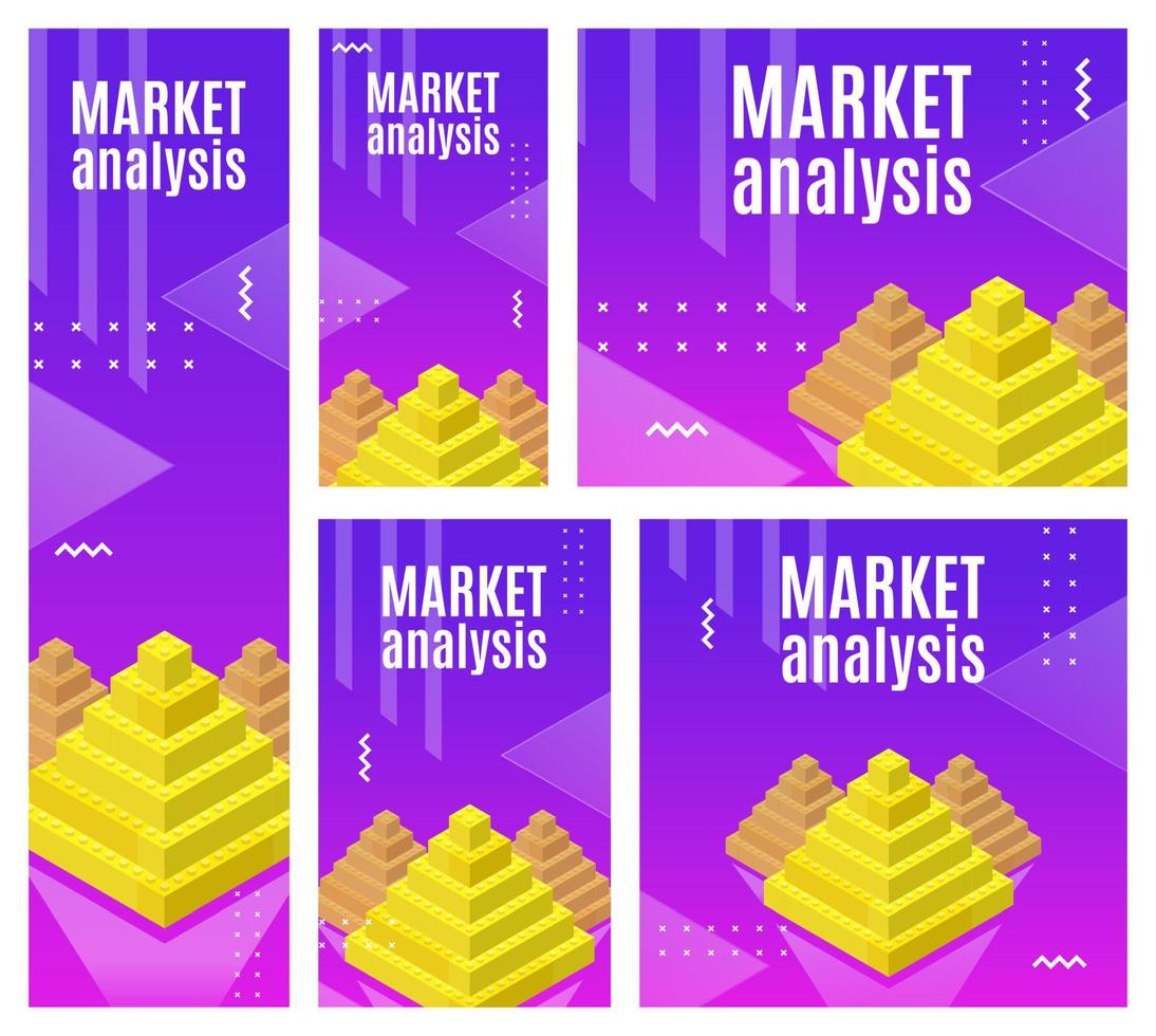 un' impostato di verticale banner nel popolare dimensioni per analizzare mercati per Stampa e decorazione. vettore illustrazione.