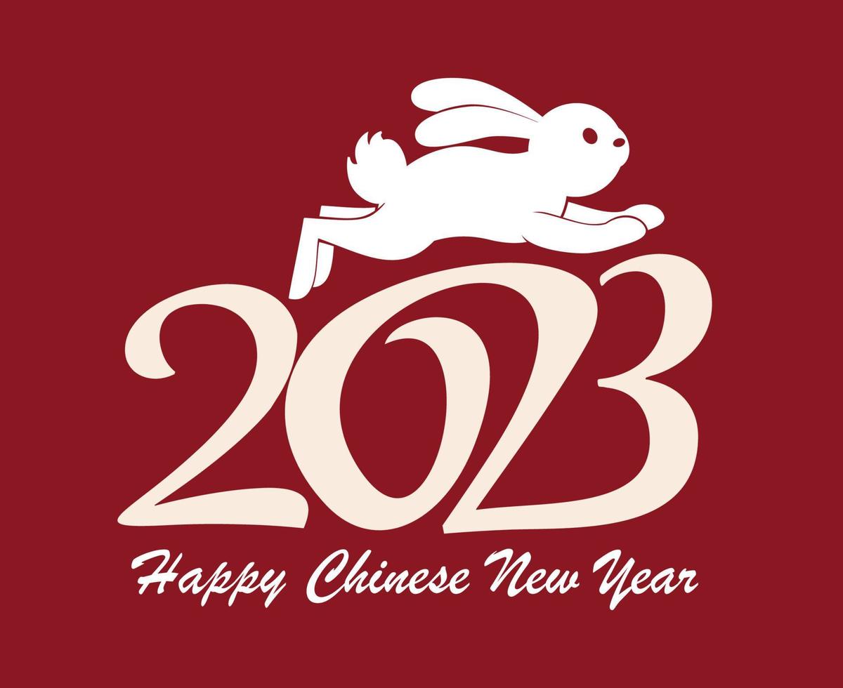 contento Cinese nuovo anno 2023 anno di il coniglio astratto bianca vettore illustrazione con rosso sfondo