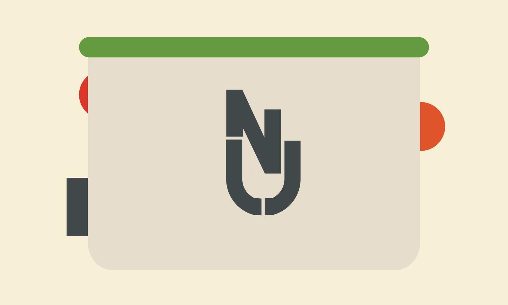 alfabeto lettere iniziali monogramma logo nu, un, n e u vettore
