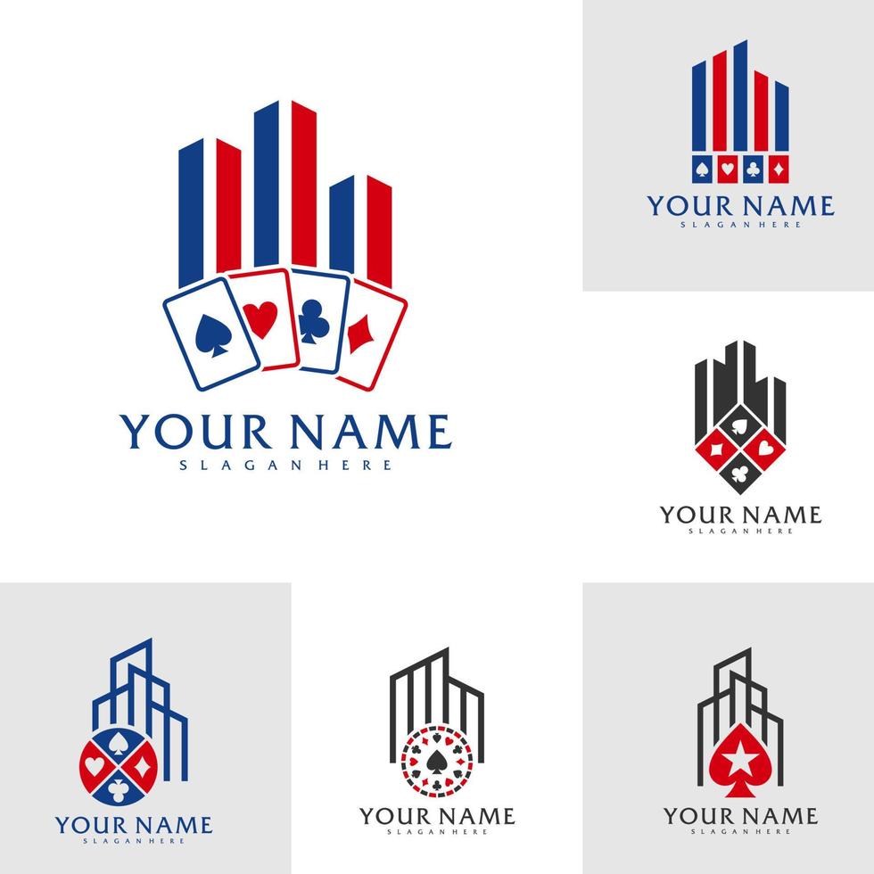 impostato di città poker logo vettore modello, creativo poker logo design concetti