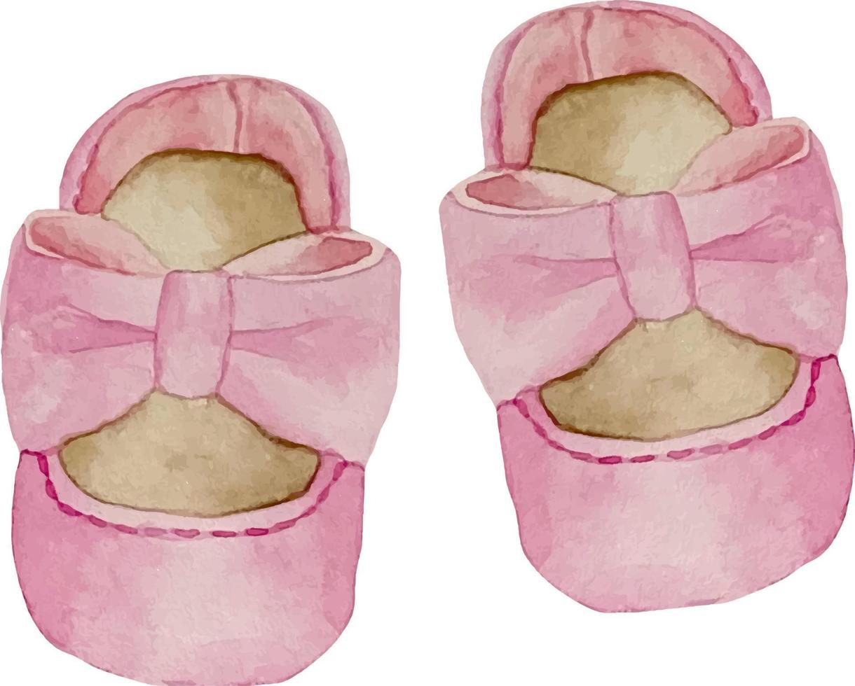 acquerello bambino ragazza doccia impostare. suo un' ragazza tema con scarpe. suo un' ragazza illustrazione vettore