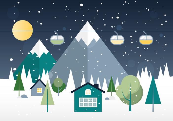 Design piatto gratuito Vector Winter Landscape