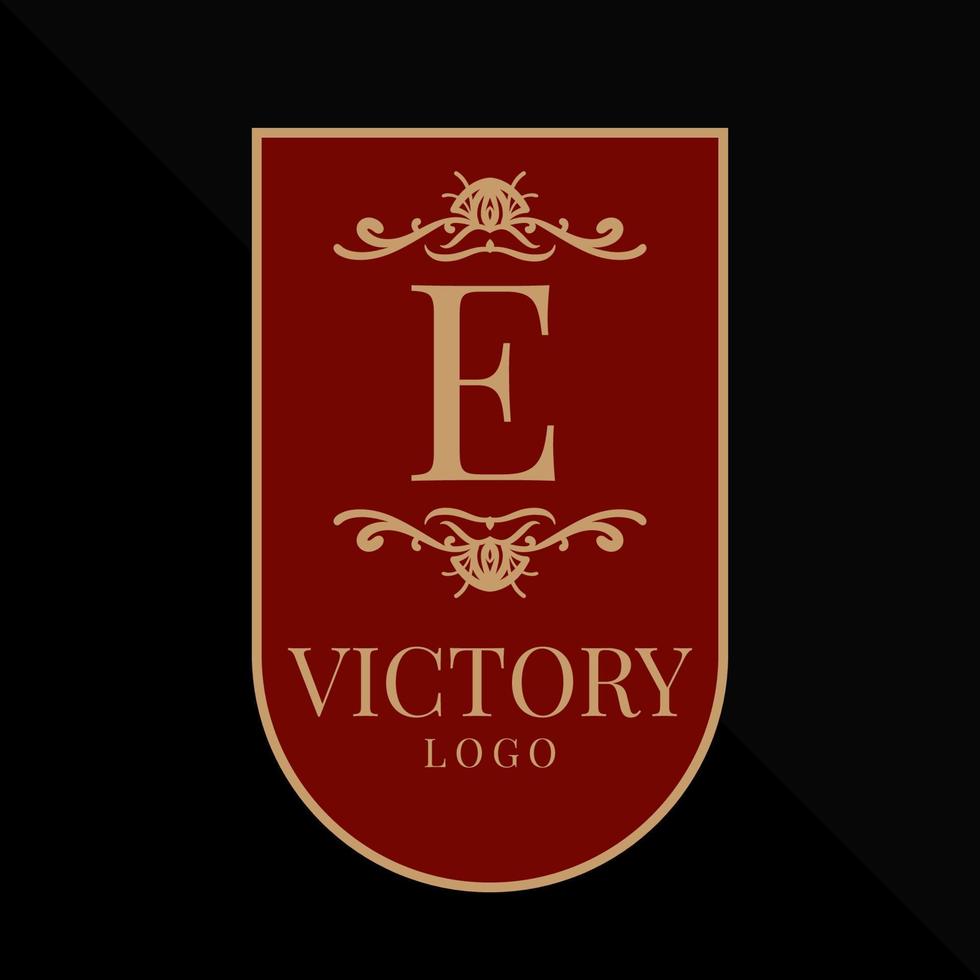 lettera e glorioso vittoria logo vettore design elemento