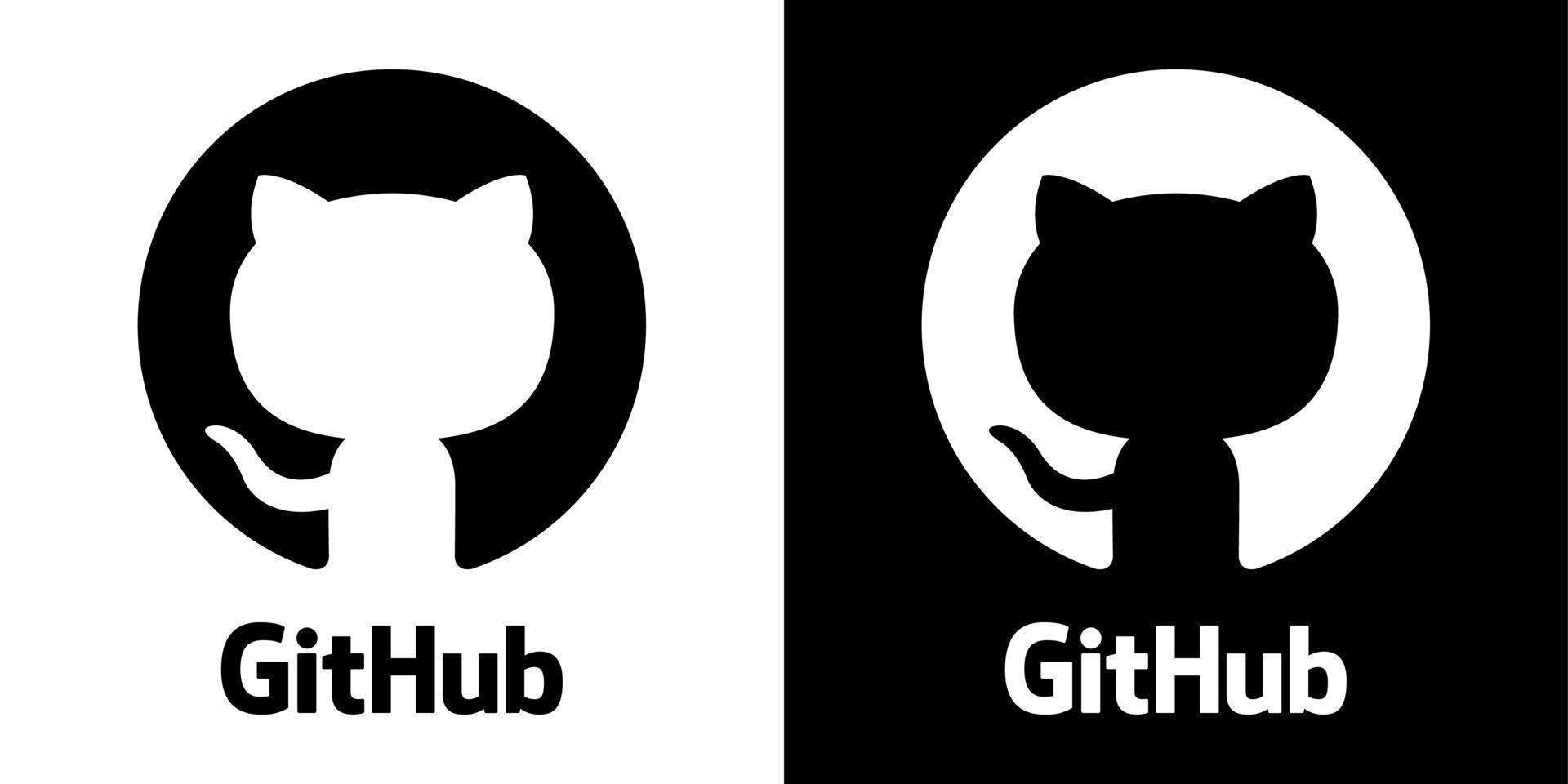 github logo, idiota centro icona con testo su bianca e nero sfondo vettore