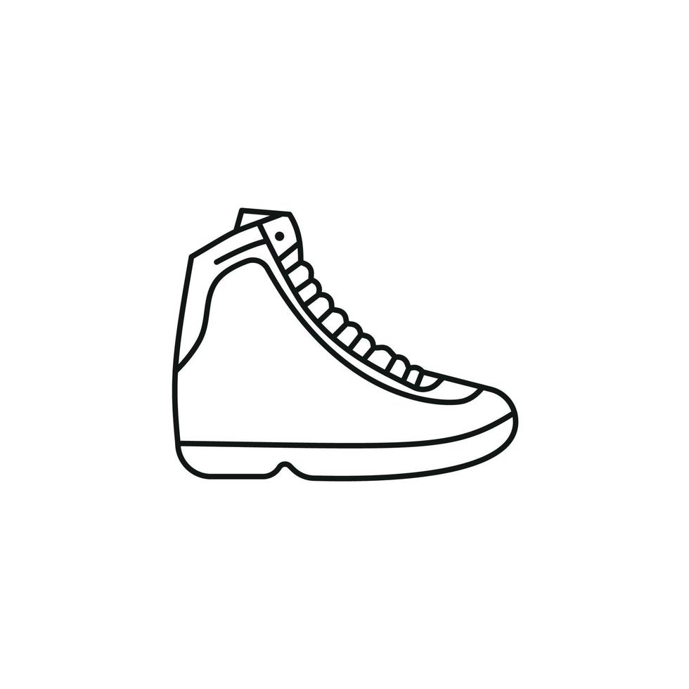nero e bianca contorno vettore illustrazione di scarpe. scarpe da ginnastica, unisex, schema scarpe da ginnastica. vettore linea.