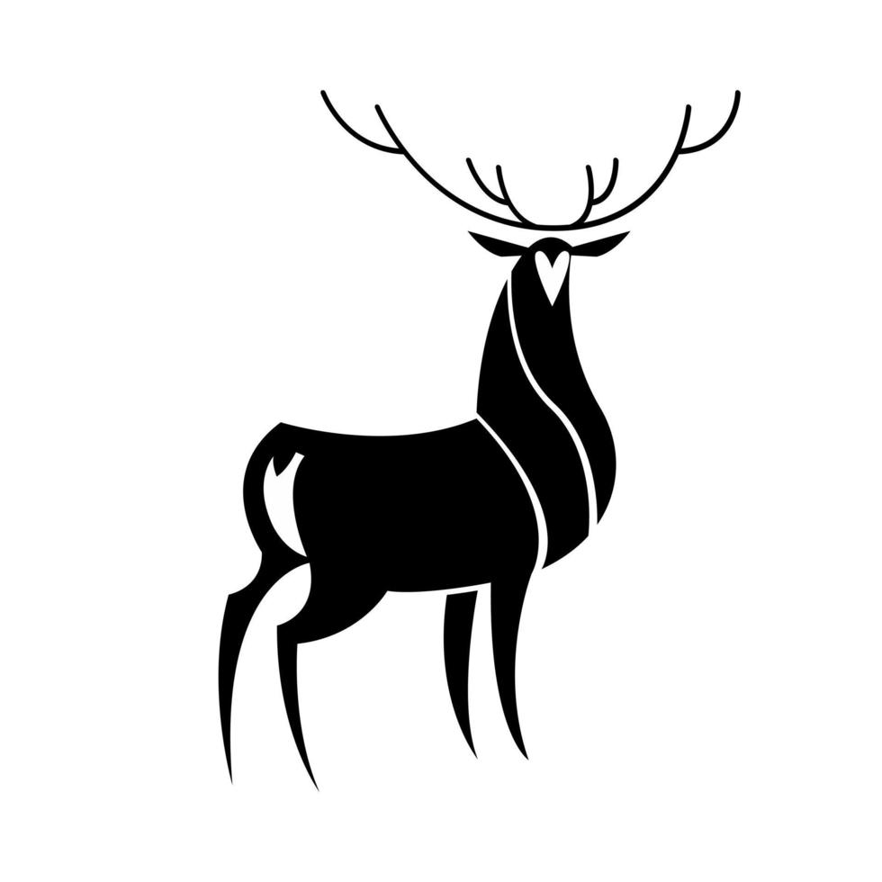 silhouette di un' cervo. nero su un' bianca sfondo. vettore