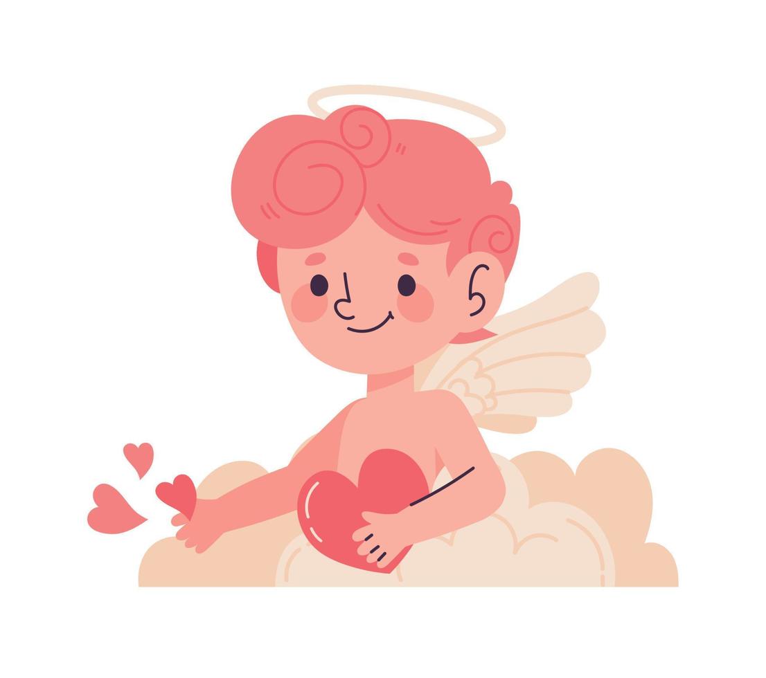 Cupido nel il aria con cuori vettore