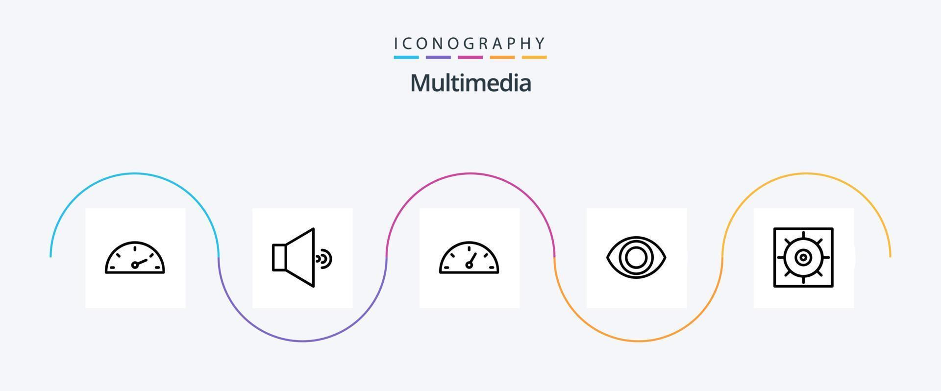 multimedia linea 5 icona imballare Compreso . prestazione. ingranaggi vettore