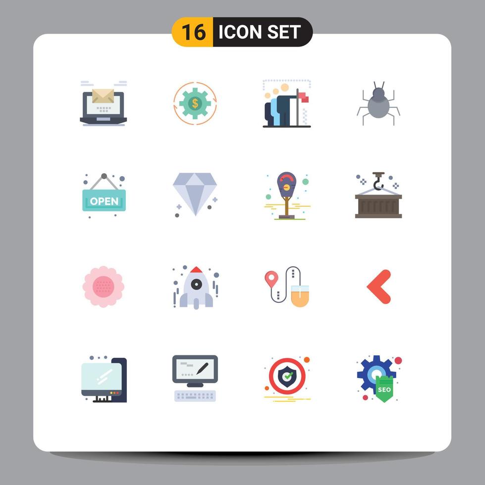 azione vettore icona imballare di 16 linea segni e simboli per insetto gruppo rendere vincere bandiera modificabile imballare di creativo vettore design elementi