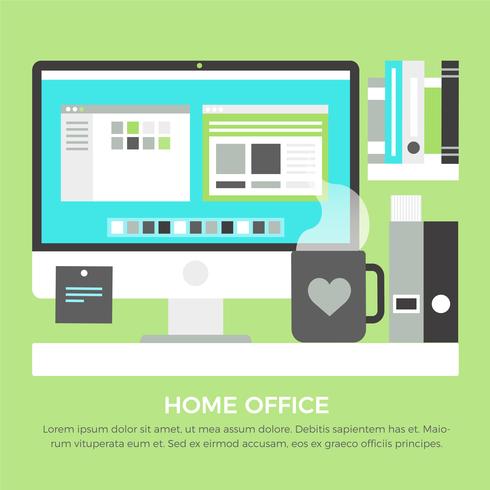 Elementi di Home Office di vettore di Design piatto gratuito