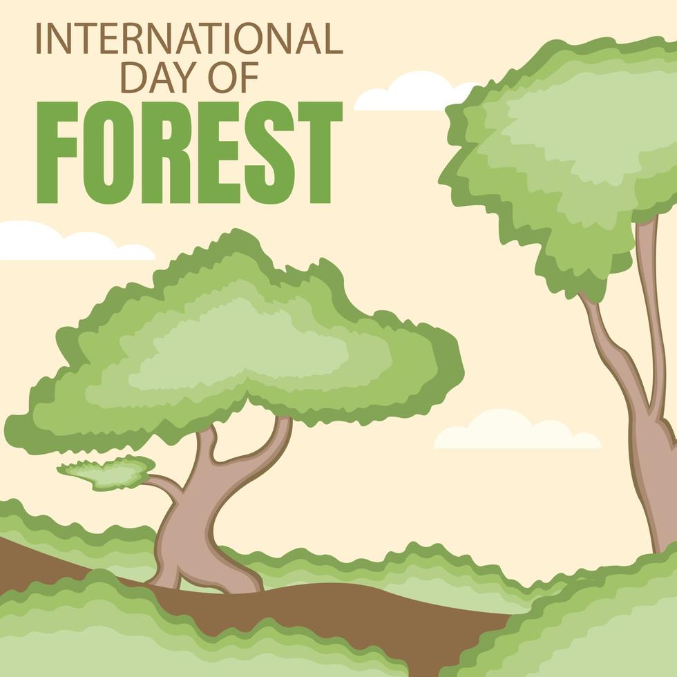 illustrazione vettore grafico di banyan albero nel il mezzo di il foresta, Perfetto per internazionale giorno, internazionale giorno di foresta, celebrare, saluto carta, eccetera.