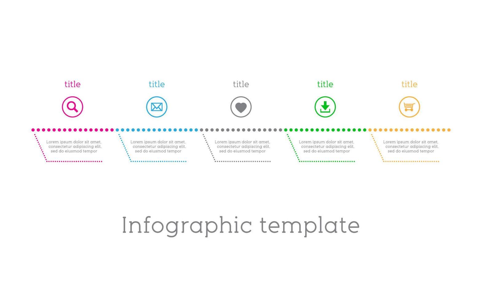 Infografica modello, semplice sequenza temporale con icone vettore