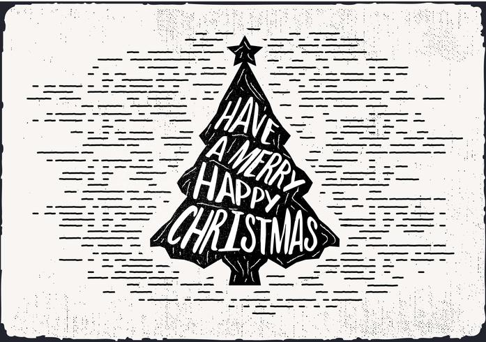 Cartolina d'auguri di vettore dell'albero di Natale disegnato a mano libera