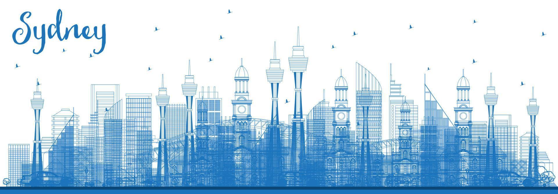 schema sydney Australia orizzonte con blu edifici. vettore