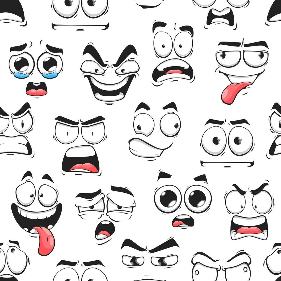 cartone animato emoji facce senza soluzione di continuità modello, sfondo vettore