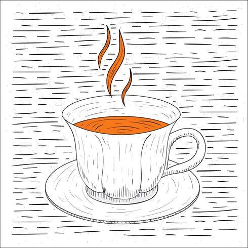 Illustrazione di tè caldo di vettore disegnato a mano libera