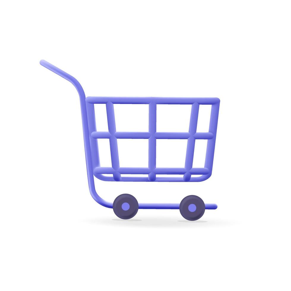 3d vettore cartone animato rendere in linea shopping carrello icona design illustrazione
