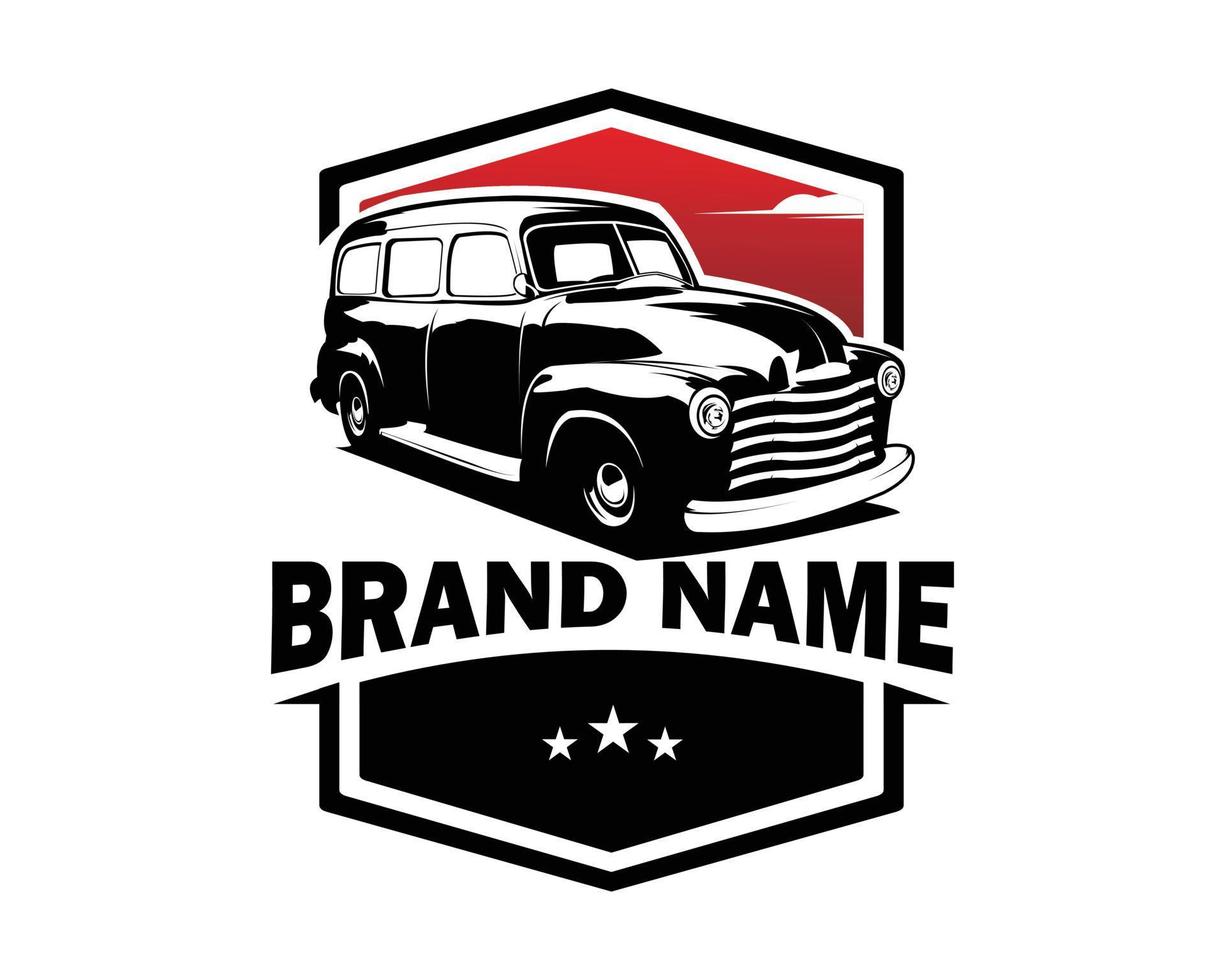 classico pannello camion logo mostrando a partire dal lato isolato bianca sfondo. migliore per distintivi, emblemi, icone, etichetta disegni e per il autotrasporti industria. vettore