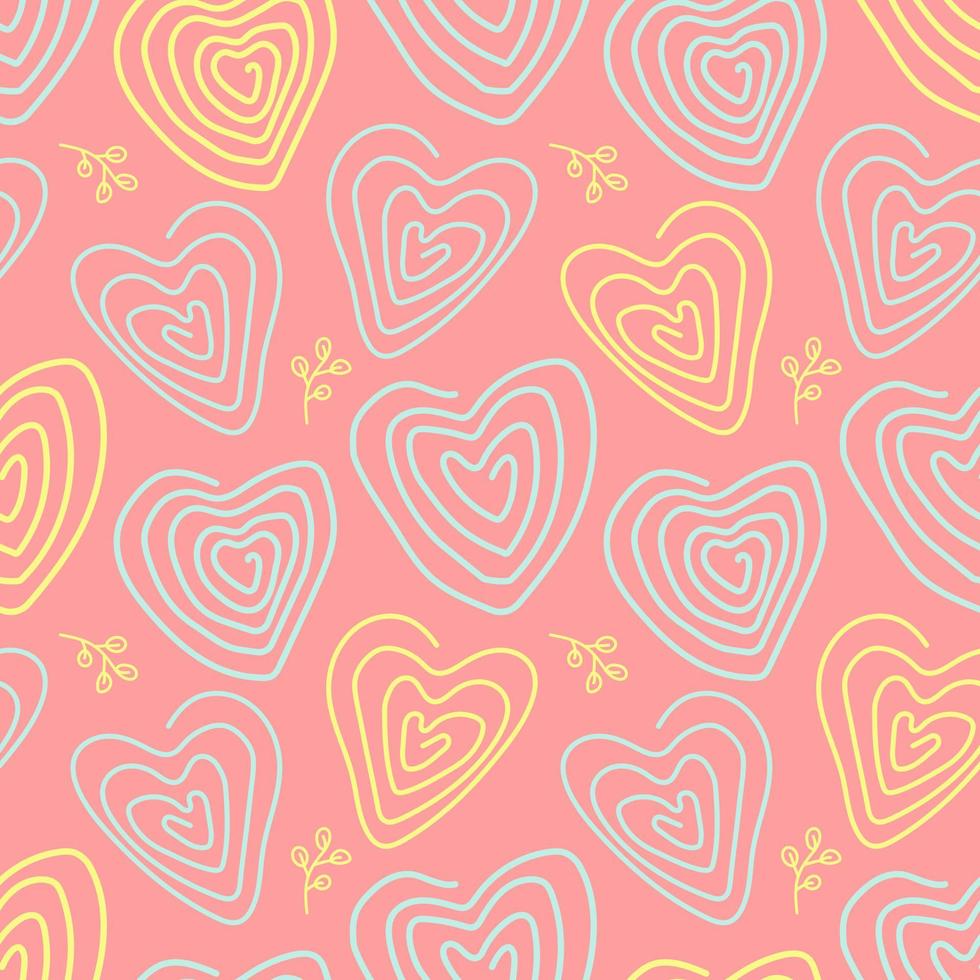 a forma di cuore astratto linea modello con colorato design e sfondo. senza soluzione di continuità modello vettore illustrazione. adatto per San Valentino giorno carte, involucro carta, tessile