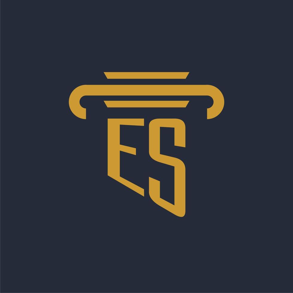 es iniziale logo monogramma con pilastro icona design vettore Immagine