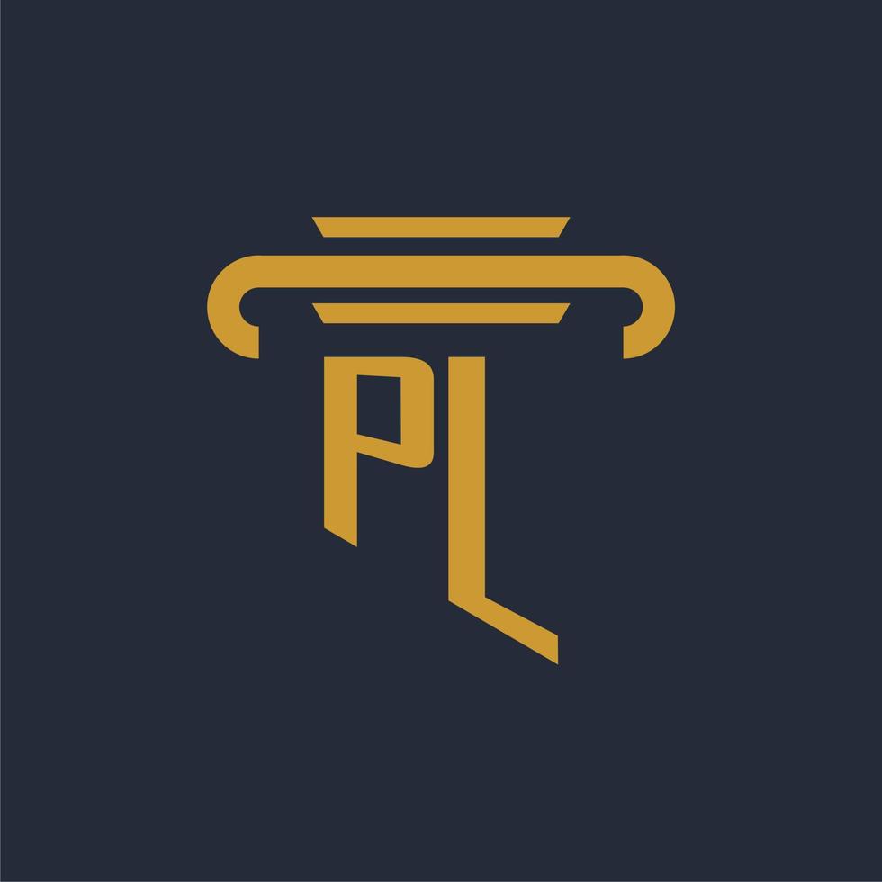 pl iniziale logo monogramma con pilastro icona design vettore Immagine