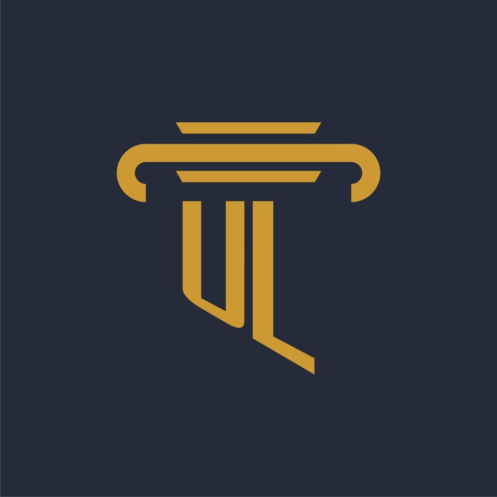 ul iniziale logo monogramma con pilastro icona design vettore Immagine