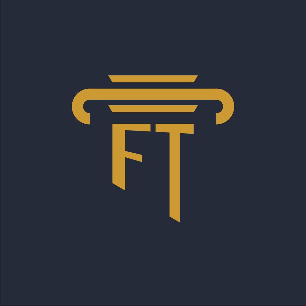 ft iniziale logo monogramma con pilastro icona design vettore Immagine