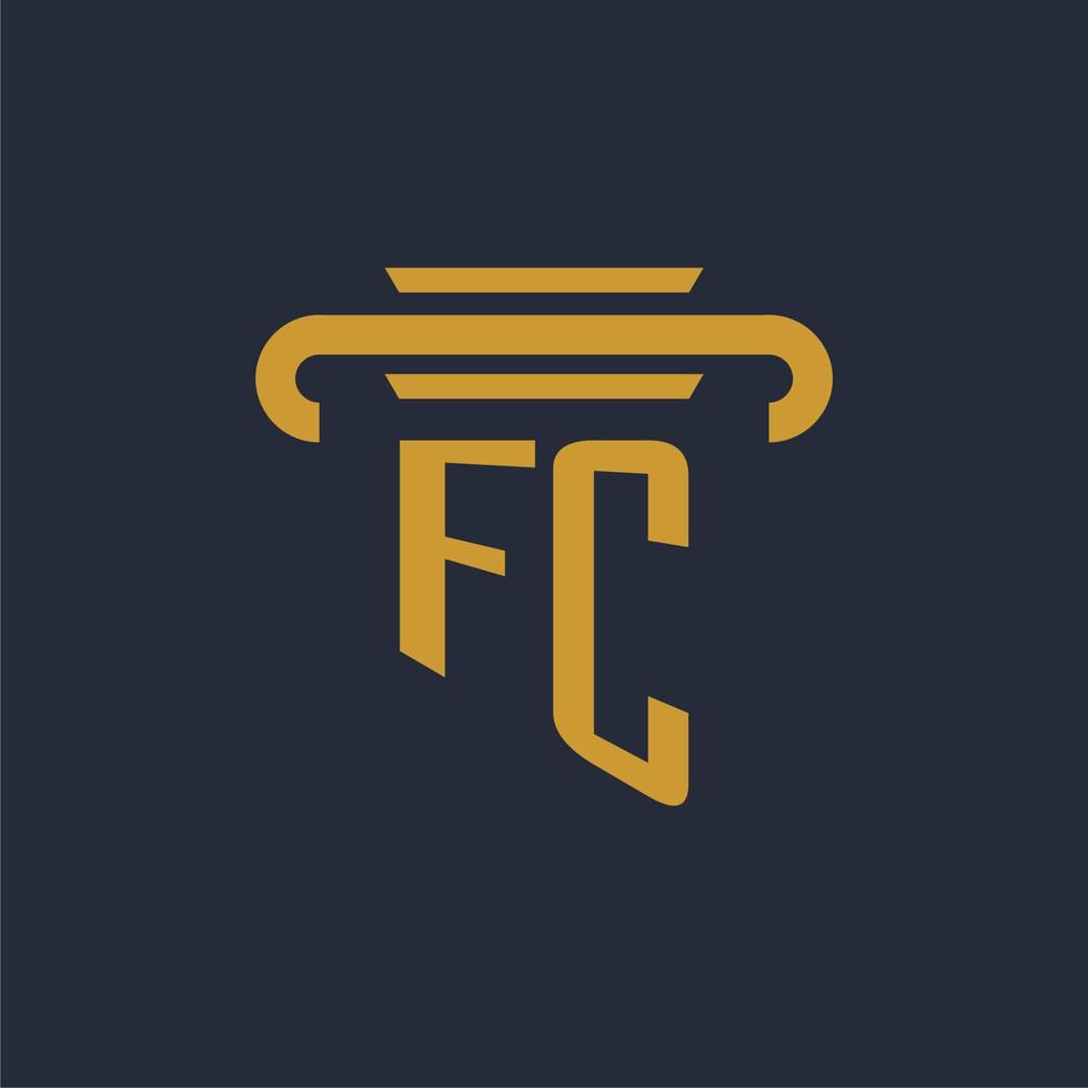 fc iniziale logo monogramma con pilastro icona design vettore Immagine