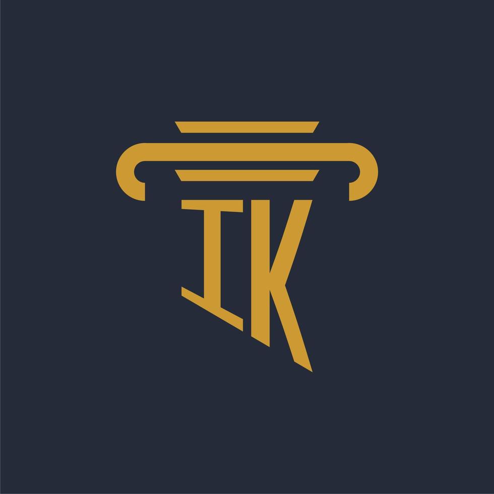 ik iniziale logo monogramma con pilastro icona design vettore Immagine