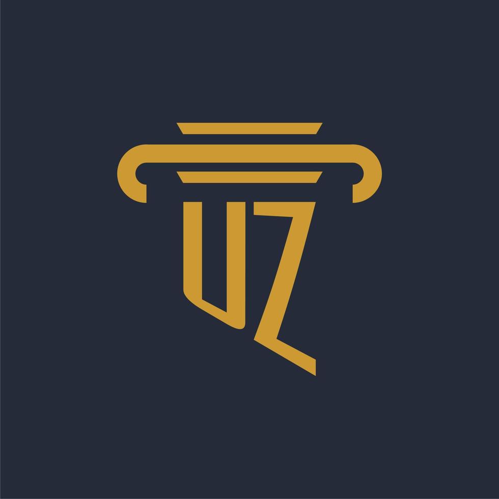 uz iniziale logo monogramma con pilastro icona design vettore Immagine