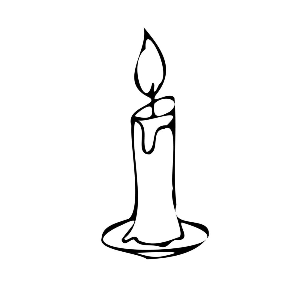retrò candela nel un' candeliere.doodle stile. logo icona. vettore