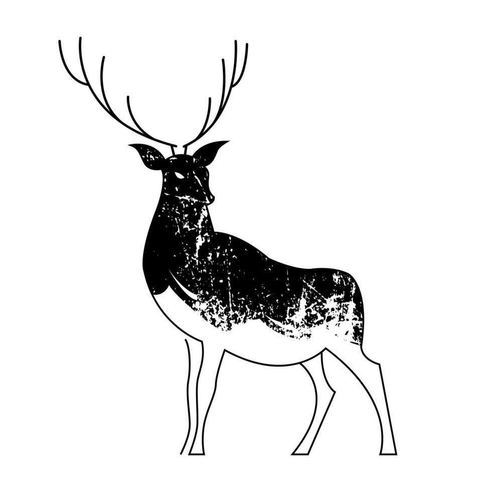 nero e bianca disegno di un' orgoglioso renna. vettore