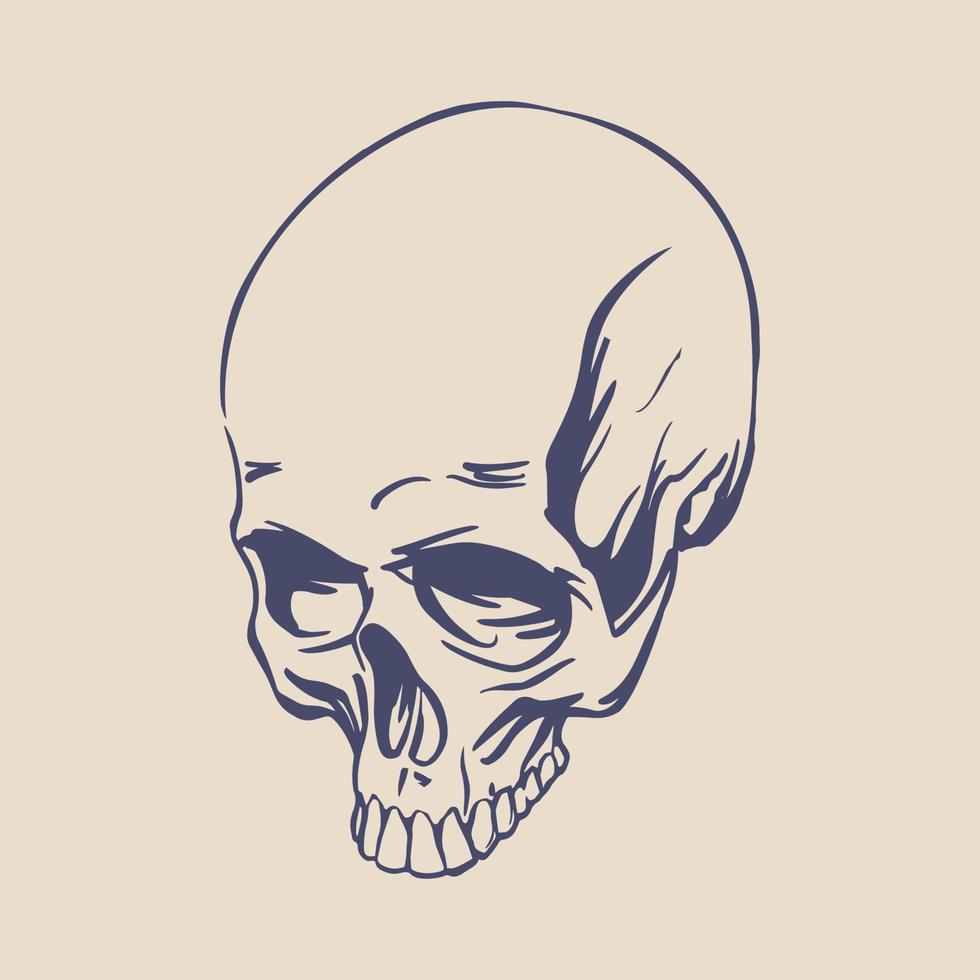 realistico cranio disegnato per tatuaggio, orrore design. simbolo di Morte. vettore clipart