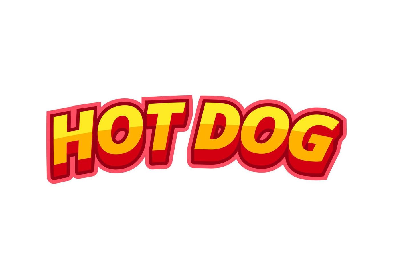 iscrizione hot dog nel pop Art stile su un' bianca sfondo a partire dal multicolore lettere. per mostro menù decorazione e stampa. vettore illustrazione.