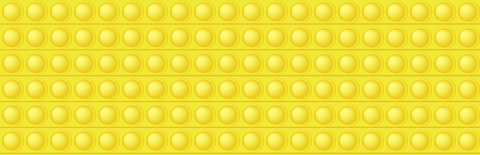 popping giocattolo giallo senza soluzione di continuità modello come un' alla moda silicio agitarsi giocattolo. crea dipendenza anti stress giocattolo nel luminosa colore. bolla per bambini dita. vettore illustrazione nel rettangolo formato per striscione.