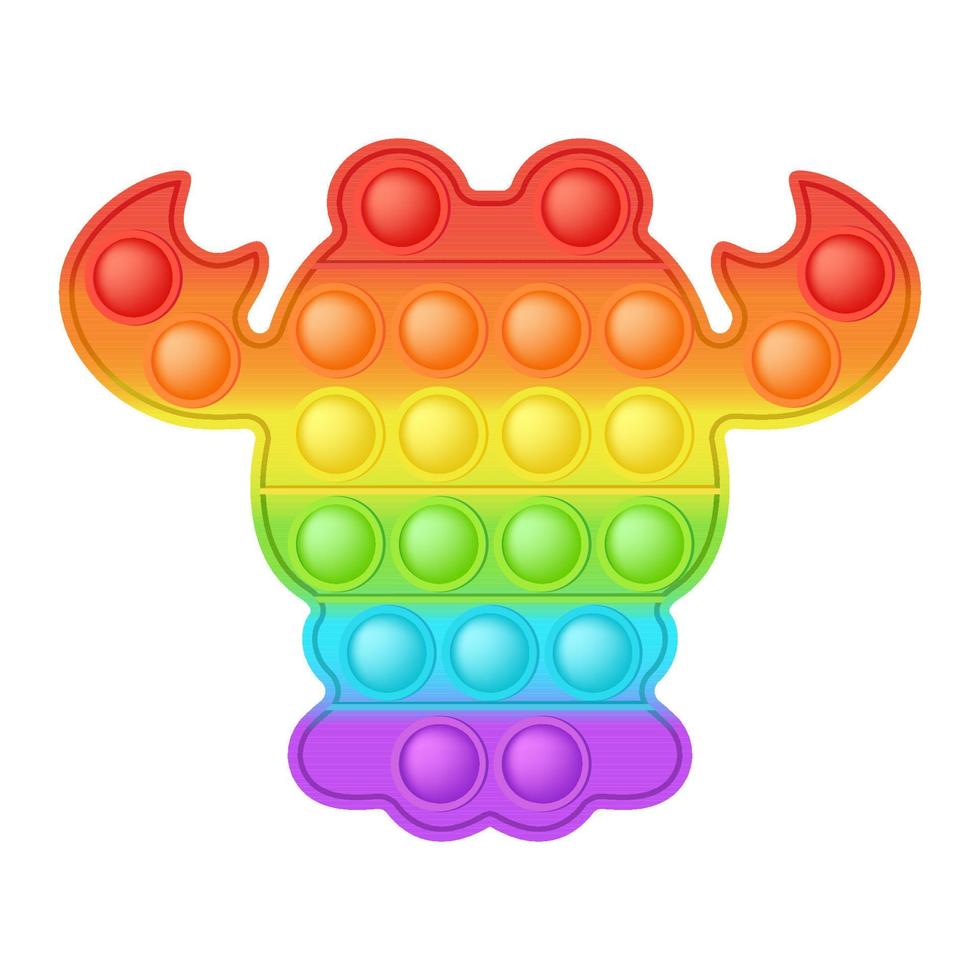 popping giocattolo luminosa arcobaleno Gambero silicio giocattolo per irrequietezza. crea dipendenza bolla sensoriale sviluppando giocattolo per bambini dita. vettore illustrazione isolato